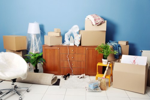 Removal van and moving boxes near Barking homes