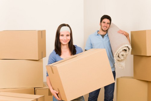 Boxes and furniture ready for a house removal in Barking