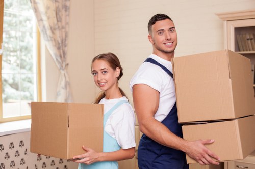 Packed office equipment ready for safe transport