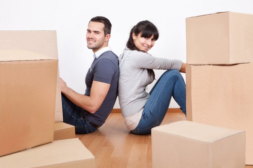 Commercial removals scene with office furniture in Barking