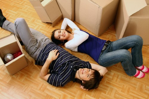 Packed boxes and household items ready for removals in Barking